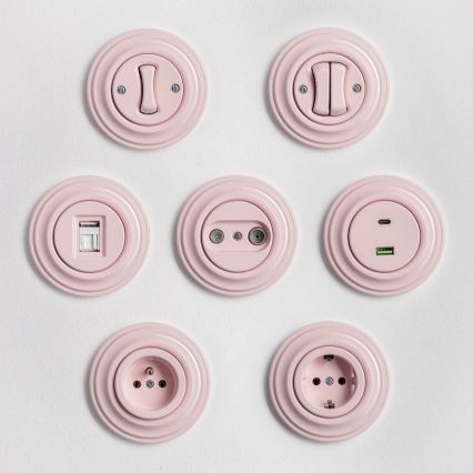 Kliklap - Retro dubbelknapp med ram i gammalrosa