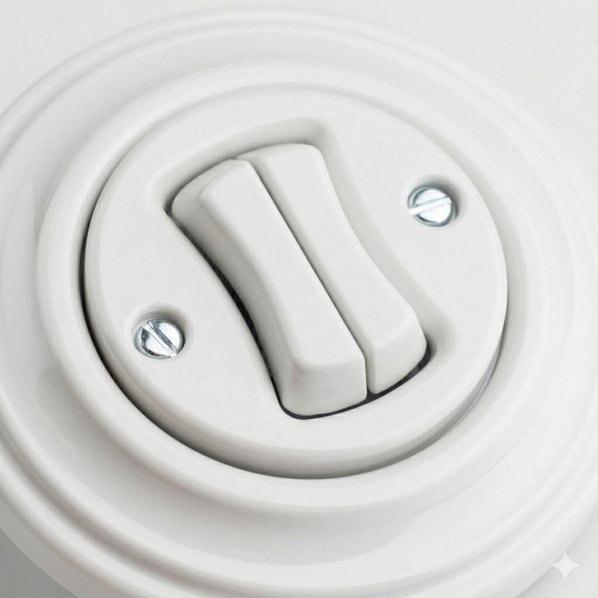 Kliklap - Retro dubbelknapp med ram, snövit