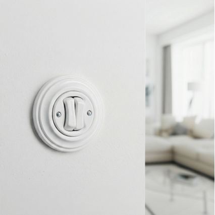 Kliklap - Retro dubbelknapp med ram, snövit