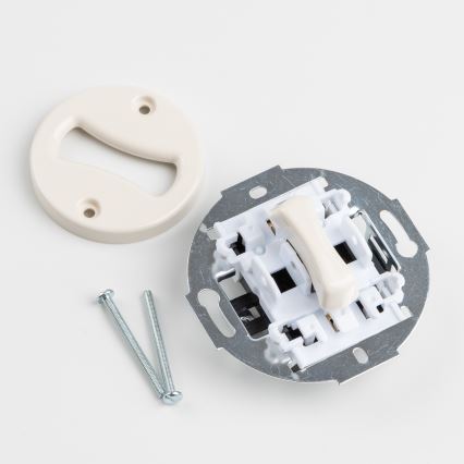 Kliklap - Retro enkelpolig strömbrytare med ram nr. 1, beige