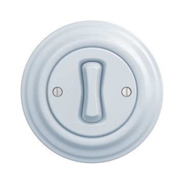 Kliklap - Retro enkelpolig strömbrytare med ram nr. 1, blå