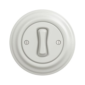 Kliklap - Retro enkelpolig strömbrytare med ram nr. 1, vit