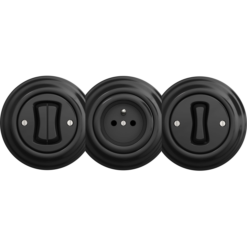 Kliklap - Retro enkelpolig strömbrytare utan ram nr 1 svart