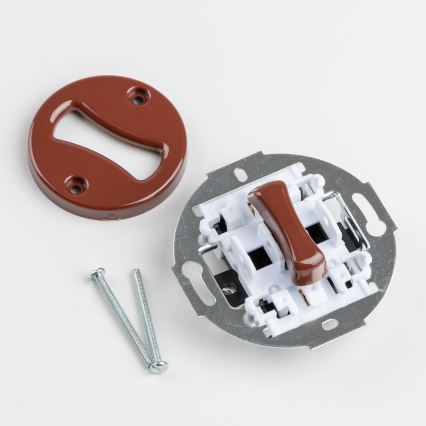 Kliklap - Retro enpolig strömbrytare med ram nr. 1 brun