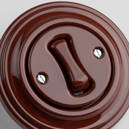 Kliklap - Retro enpolig strömbrytare med ram nr. 1 brun