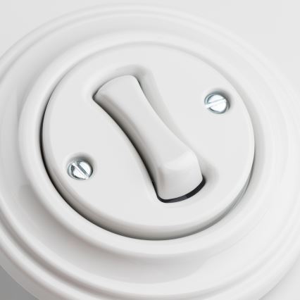 Kliklap - Retro enpolig strömbrytare med ram nr. 1, vit i keramik