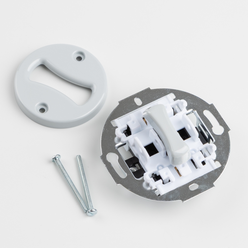 Kliklap - Retro enpolig strömbrytare nr. 1 och 230V-uttag med ram, grå