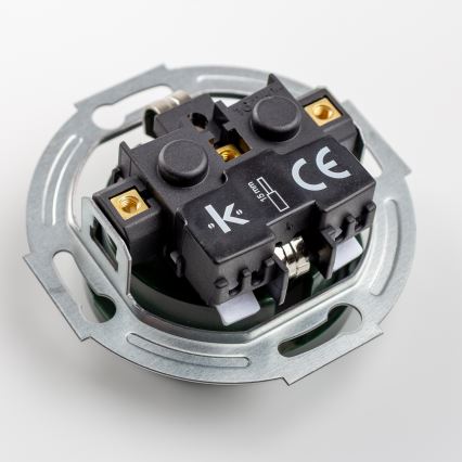 Kliklap - Retro enpolig strömbrytare nr 1 och SCHUKO-uttag 230 V med grön ram