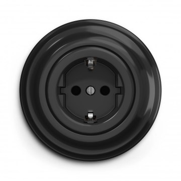 Kliklap - Retro hushållsuttag med SCHUKO-ram, 230 V/16 A, svart