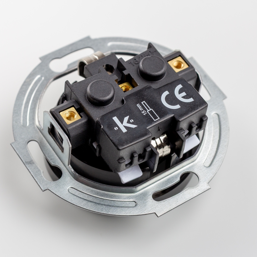 Kliklap - Retro hushållsuttag med SCHUKO-ram, 230 V/16 A, svart