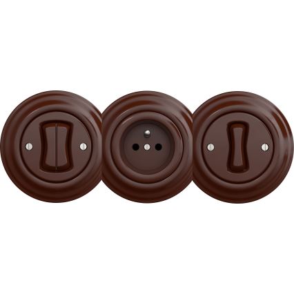 Kliklap - Retro korsströmbrytare utan ram nr 7 utan ram brun