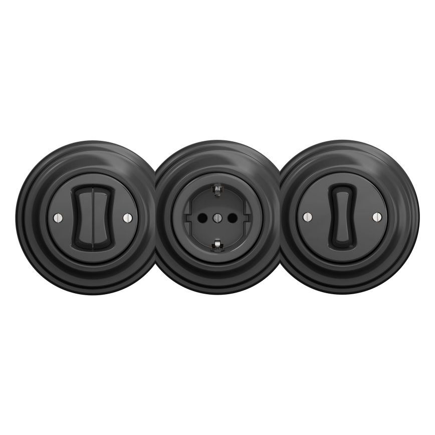 Kliklap - Retro ramfritt jordat vägguttag (SCHUKO) 230 V/16 A, antracit