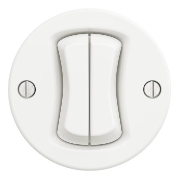 Kliklap - Retro ramlös dubbelknapp i snövit