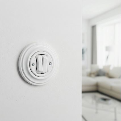 Kliklap - Retro seriebrytare med ram nr. 5 i snövit