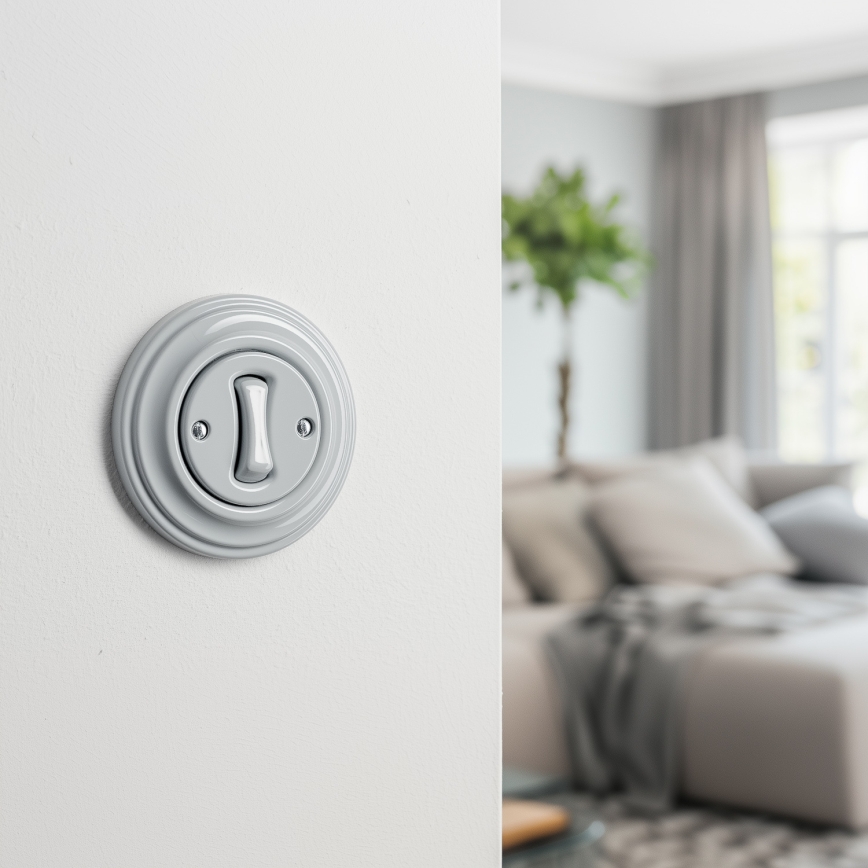 Kliklap - Retro trappbrytare med ram nr 6, grå