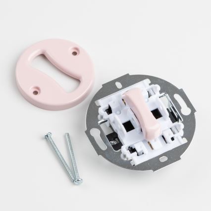 Kliklap - Retro trappströmbrytare med ram nr. 6, gammalrosa