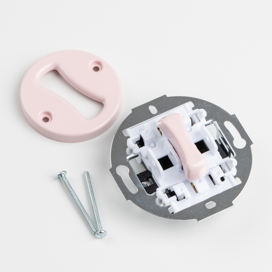 Kliklap - Retro trappströmbrytare med ram nr. 6, gammalrosa