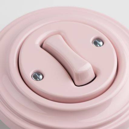 Kliklap - Retro trappströmbrytare med ram nr. 6, gammalrosa