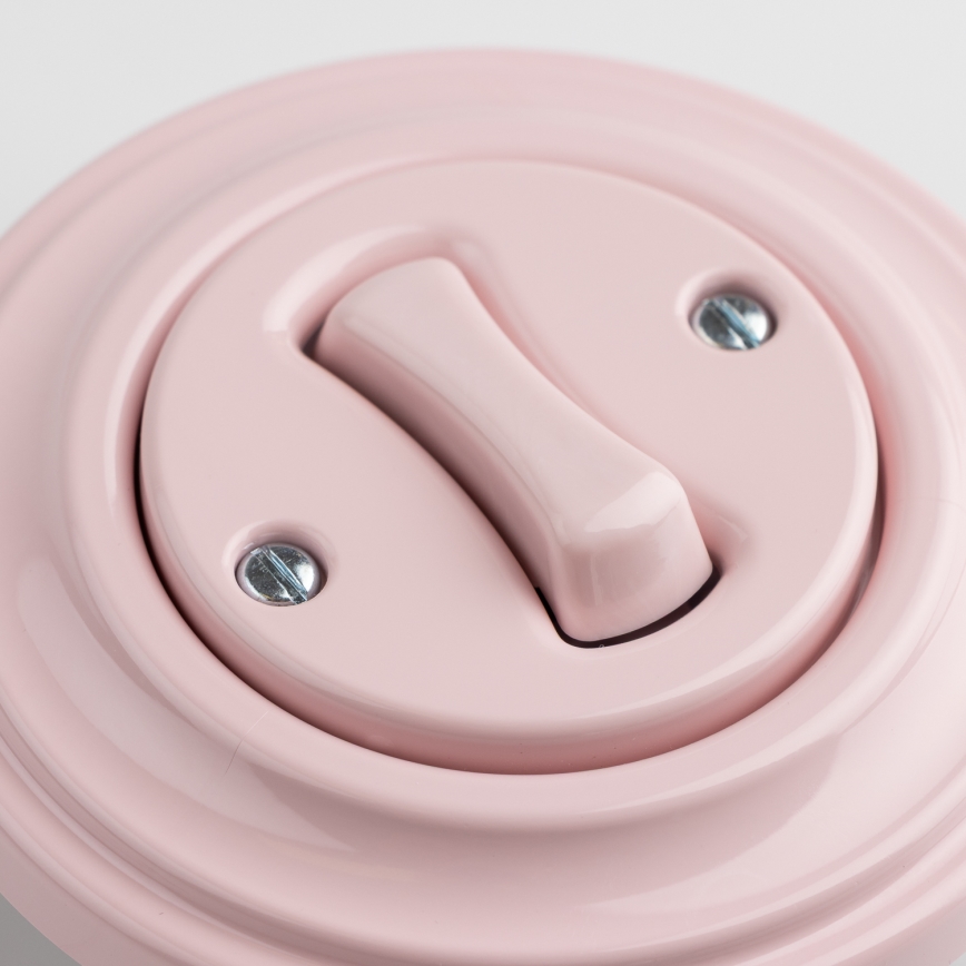 Kliklap - Retro trappströmbrytare med ram nr. 6, gammalrosa