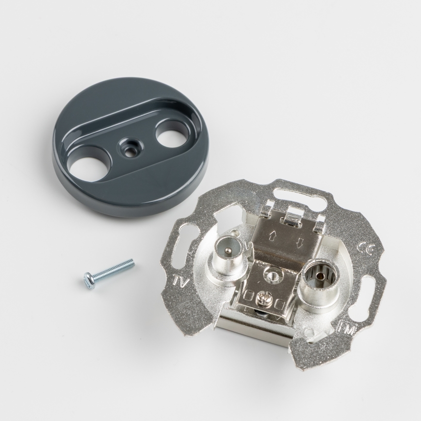 Kliklap - Retro TV-/FM-uttag (avslutande) med ram i antracit