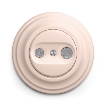 Kliklap - Retro TV- och radiouttag (avslutande) med ram, gammalrosa