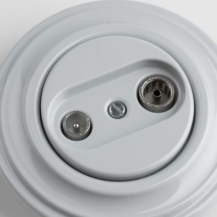 Kliklap - Retro TV- och radiouttag (genomgående) med ram, grå