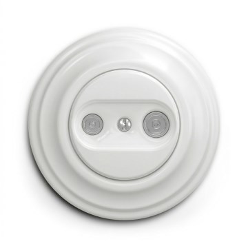 Kliklap - Retro TV- och radiouttag (genomgående) med snövit ram