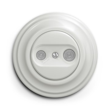 Kliklap - Retro TV- och radiouttag (genomgående) med vit ram