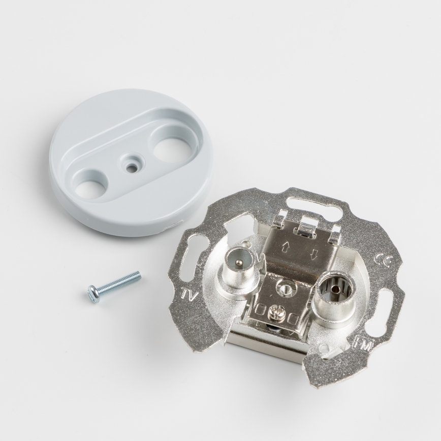 Kliklap - Retro TV+R-uttag (ändavslutning) med grå ram