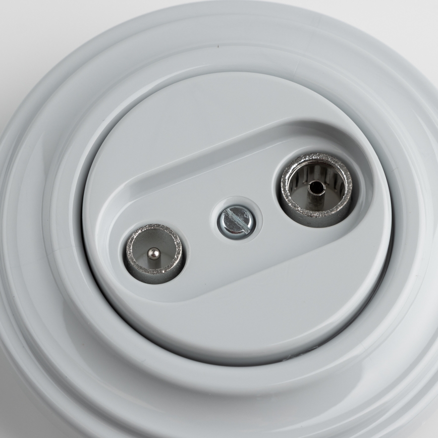 Kliklap - Retro TV+R-uttag (ändavslutning) med grå ram