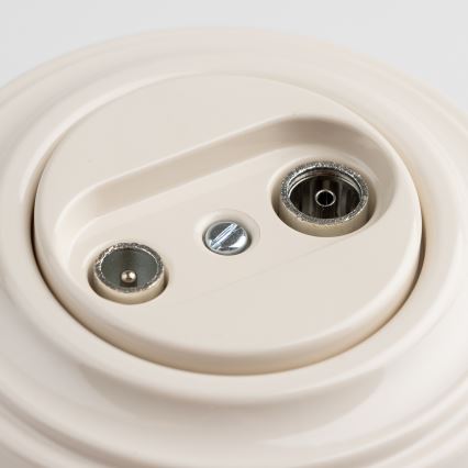 Kliklap - Retro TV+R-uttag (änduttag) med ram, beige