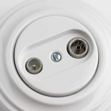 Kliklap - Retro TV+R-vägguttag (änduttag) med snövit ram