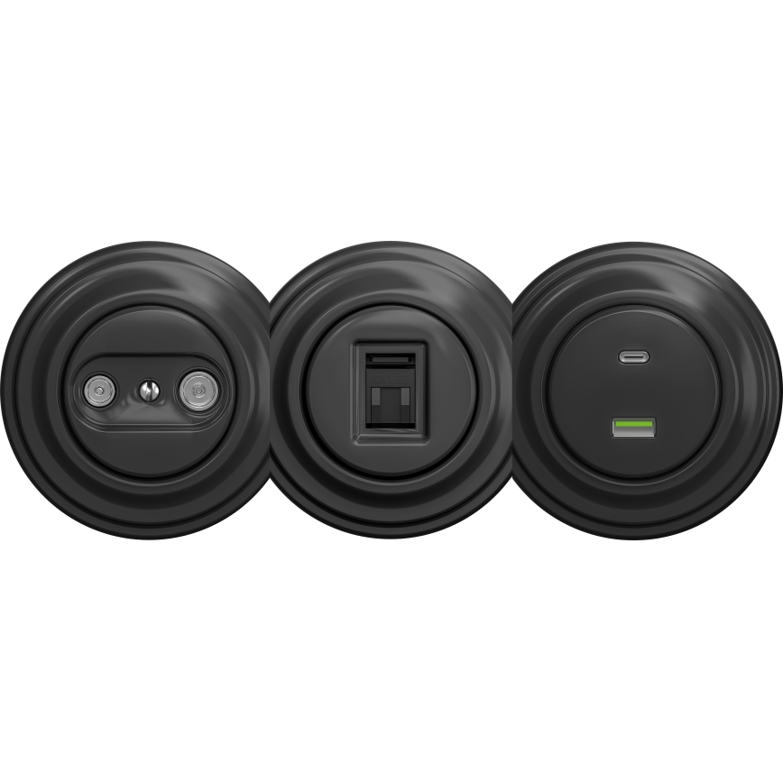 Kliklap - Retro deltagaruttag TV+R (genomgående) utan ram antracit