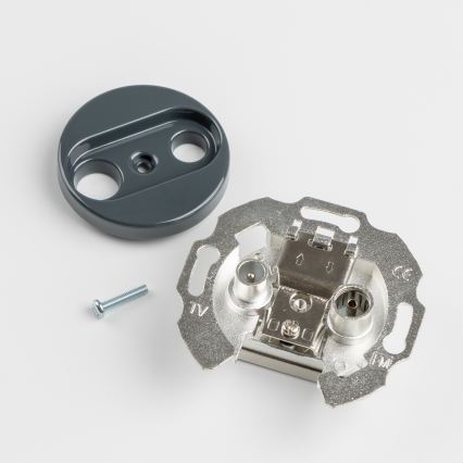 Kliklap - Retro TV-/radiouttag (genomgående) med antracitfärgad ram