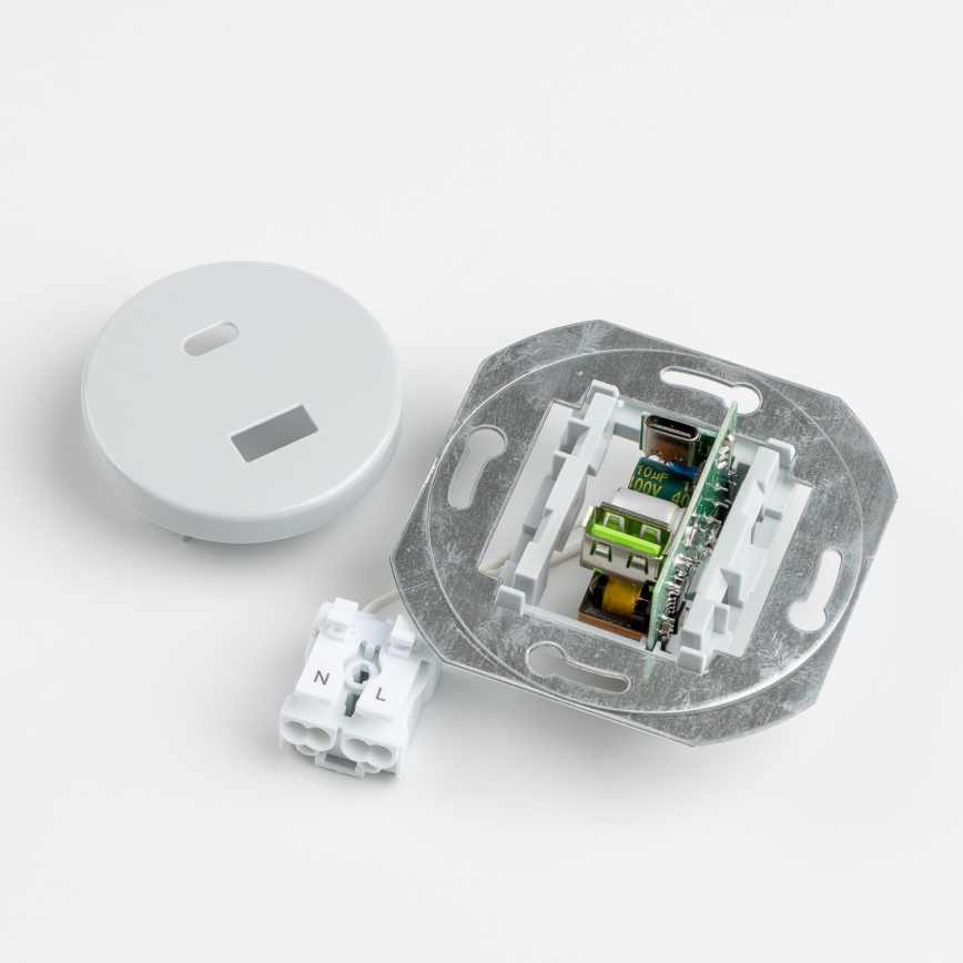 Kliklap - Retro USB-uttag A+C med grå ram