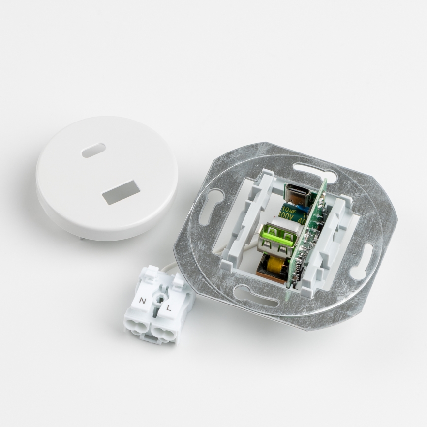 Kliklap - Retro USB-uttag A+C med keramisk ram i vitt
