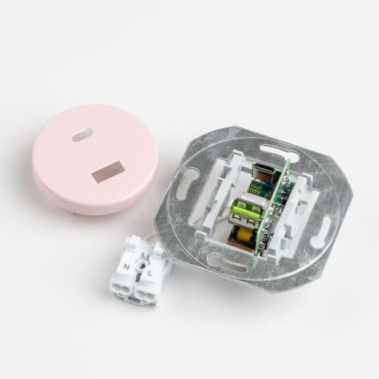 Kliklap - Retro USB-uttag A+C med ram i antikrosa