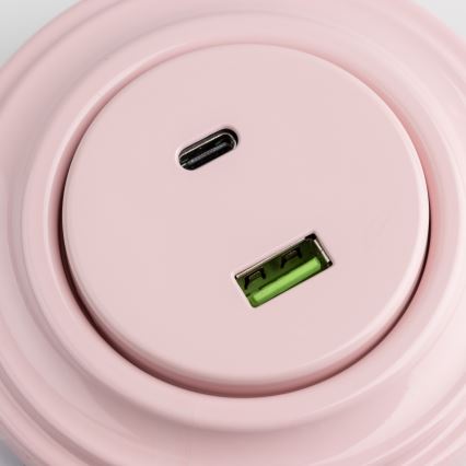 Kliklap - Retro USB-uttag A+C med ram i antikrosa