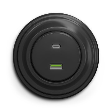 Kliklap - Retro USB-uttag A+C med ram i antracit