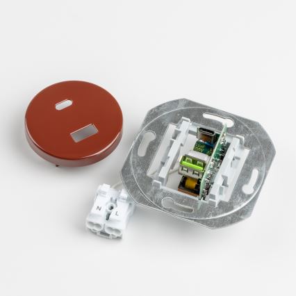 Kliklap - Retro USB-uttag A+C med ram i brunt