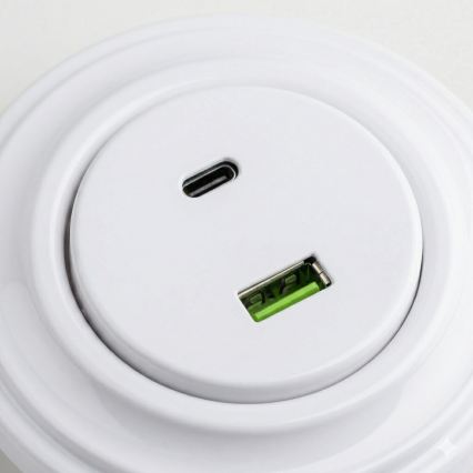 Kliklap - Retro USB-uttag A+C med ram i snövitt
