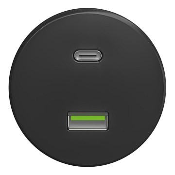 Kliklap - Retro USB-uttag A+C utan ram antracit