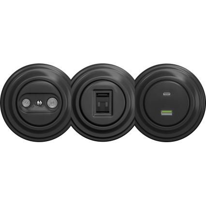 Kliklap - Retro USB-uttag A+C utan ram antracit