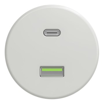 Kliklap - Retro USB-uttag A+C utan ram, vit keramik