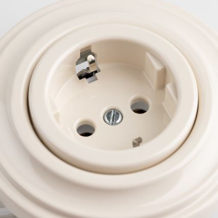 Kliklap - Retro vägguttag för hem med ram SCHUKO 230V/16A beige