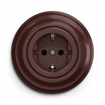 Kliklap - Retro vägguttag för hemmabruk med ram SCHUKO 230V/16A brun