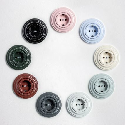 Kliklap - Retro vägguttag för hemmabruk med ram SCHUKO 230V/16A snövit