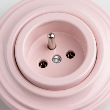 Kliklap - Retro vägguttag för hemmet med ram, 230 V, gammalrosa