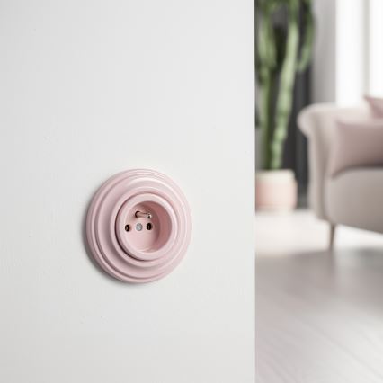 Kliklap - Retro vägguttag för hemmet med ram, 230 V, gammalrosa