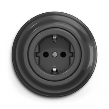 Kliklap - Retro vägguttag för hemmet med ram SCHUKO 230V/16A antracit